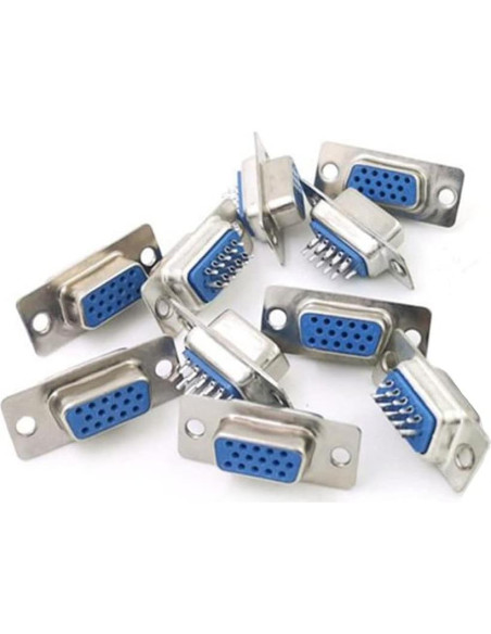 10 Conectores de Soldadura VGA Femenino Jienk 15 Pines