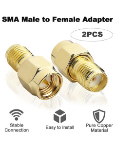 Adaptador SMA Macho a Hembra Kaunosta - 2 Piezas para Antena 2