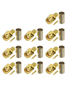 Conector SMA Macho Crimp Solder 50 Ohm - Paquete de 10
