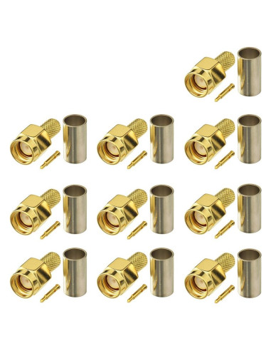 Conector SMA Macho Crimp Solder 50 Ohm - Paquete de 10