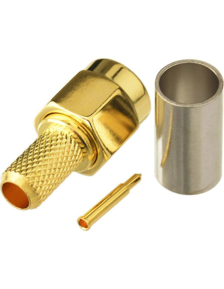 Conector SMA Macho Crimp Solder 50 Ohm - Paquete de 10