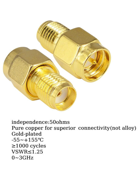 Adaptador SMA Macho a Hembra Kaunosta - 2 Piezas para Antena