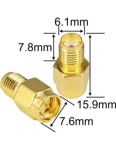 Adaptador SMA Macho a Hembra Kaunosta - 2 Piezas para Antena