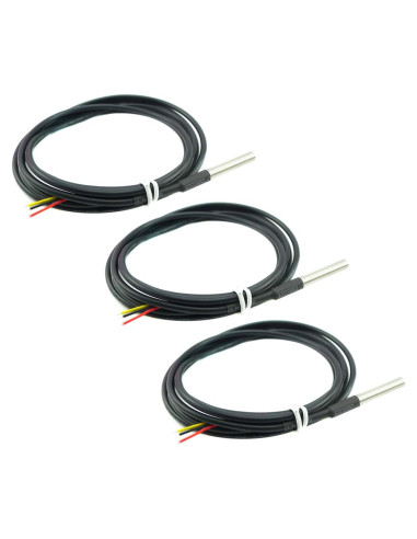 Sensor de Temperatura Digital Impermeable DS18B20 3PCS 2m