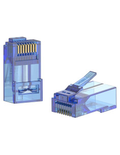 Conectores RJ45 CAT6 VCE Passthrough 50 Unidades Azul