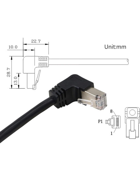 Adaptador Ethernet RJ45 90 Grados Hacia Arriba SinLoon CAT 6