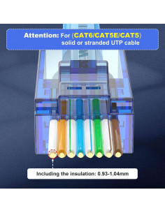 Conectores RJ45 CAT6 VCE Passthrough 50 Unidades Azul 2