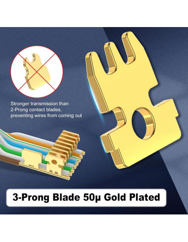 Conectores RJ45 CAT6 VCE Passthrough 50 Unidades Azul