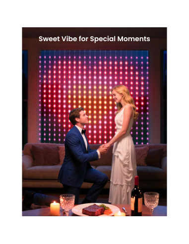 Luz de Cortina LED SUNLINKCO 2x2m 400 LEDs RGB+IC Control APP