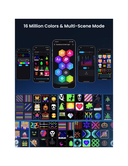 Luz de Cortina LED SUNLINKCO 2x2m 400 LEDs RGB+IC Control APP