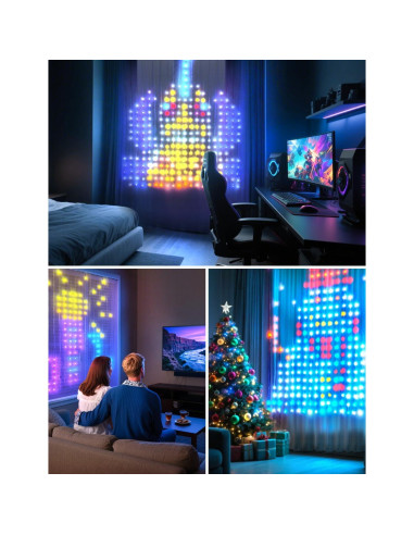 Luz de Cortina LED SUNLINKCO 2x2m 400 LEDs RGB+IC Control APP