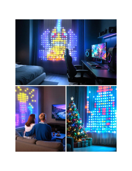 Luz de Cortina LED SUNLINKCO 2x2m 400 LEDs RGB+IC Control APP