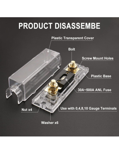 Kit de Soporte de Fusible ANL Baomain 180A para Audio de Coche