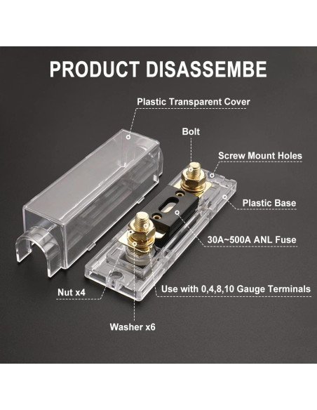 Kit de Soporte de Fusible ANL Baomain 180A para Audio de Coche