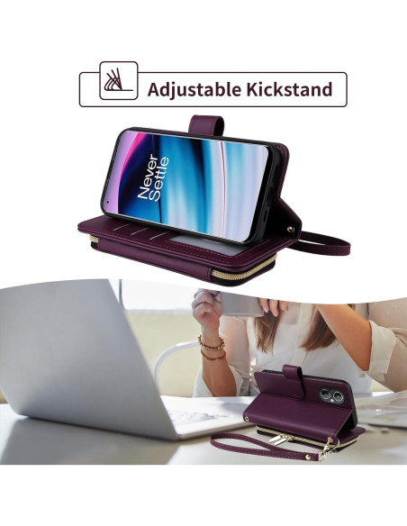 Funda Cartera Furiet para OnePlus Nord N20 5G - Rojo Vino