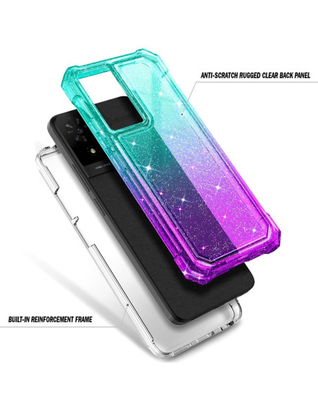 Funda Protectora para TCL K24 K23 50 LE Brillo Aqua/Púrpura