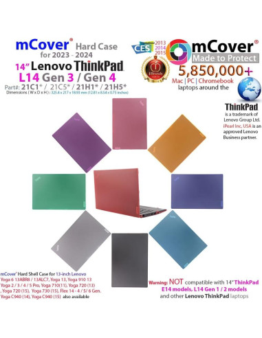 Funda mCover para Lenovo ThinkPad L14 Gen 3/4 14" Negro
