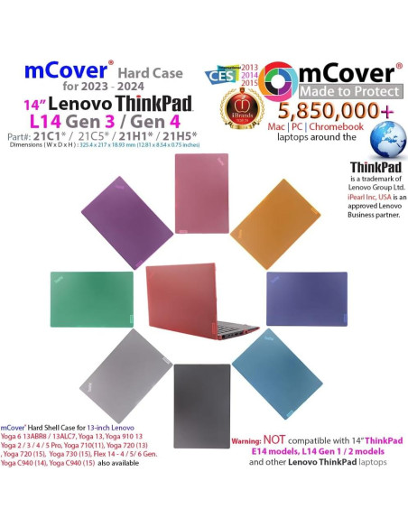 Funda mCover para Lenovo ThinkPad L14 Gen 3/4 14" Negro