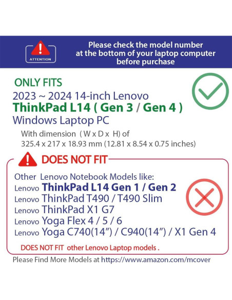Funda mCover para Lenovo ThinkPad L14 Gen 3/4 14" Negro