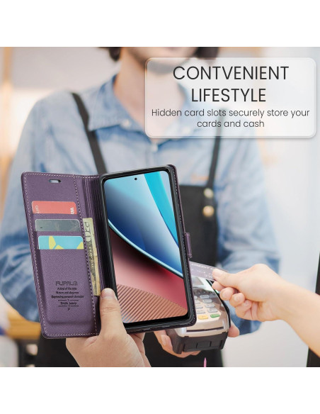 Funda billetera FLIPALM para Samsung Galaxy A35, cuero PU, RFID