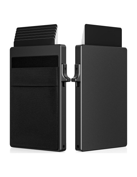 Billetera delgada TUXON con bloqueo RFID para hombres - Negro