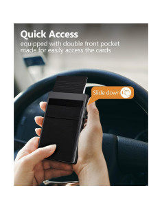 Billetera delgada TUXON con bloqueo RFID para hombres - Negro 2