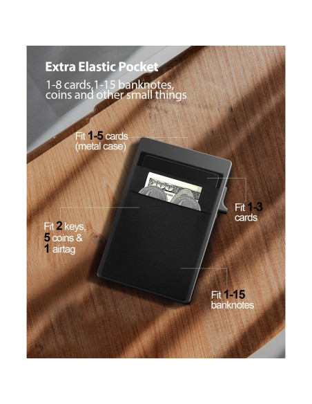 Billetera delgada TUXON con bloqueo RFID para hombres - Negro