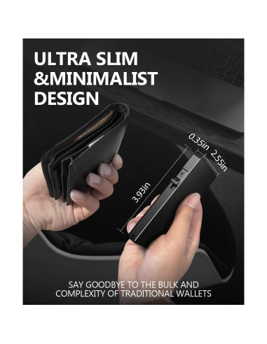 Billetera delgada TUXON con bloqueo RFID para hombres - Negro