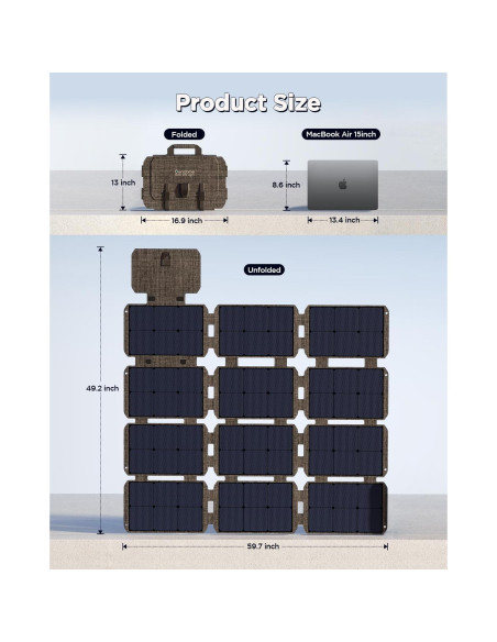 Panel Solar Portátil GENDOME 200W Plegable Impermeable IP68