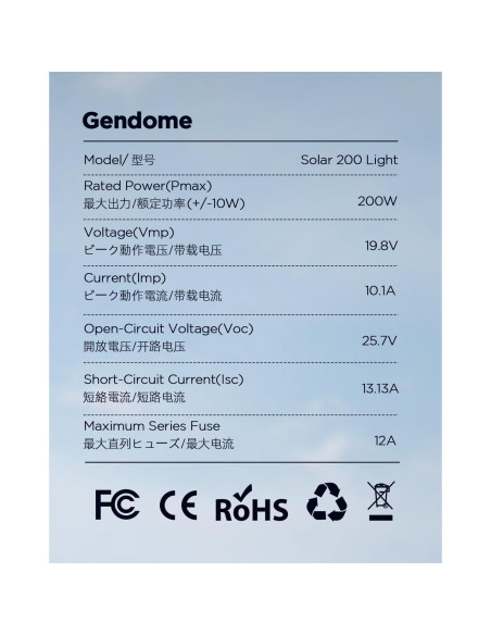 Panel Solar Portátil GENDOME 200W Plegable Impermeable IP68
