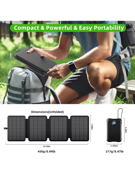 Banco de Energía Solar 10000mAh con Panel Plegable 14W