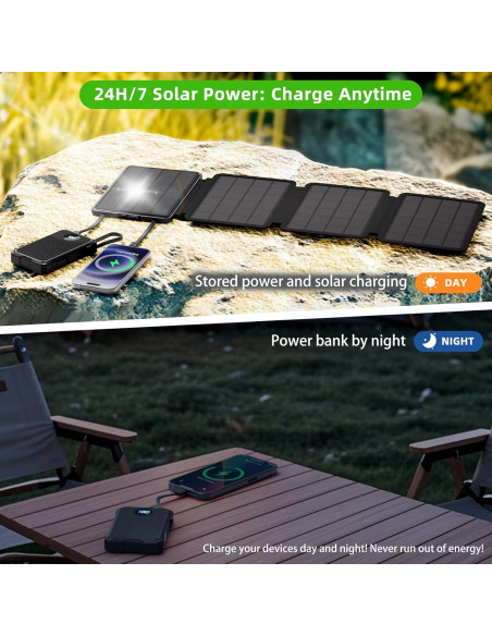 Banco de Energía Solar 10000mAh con Panel Plegable 14W