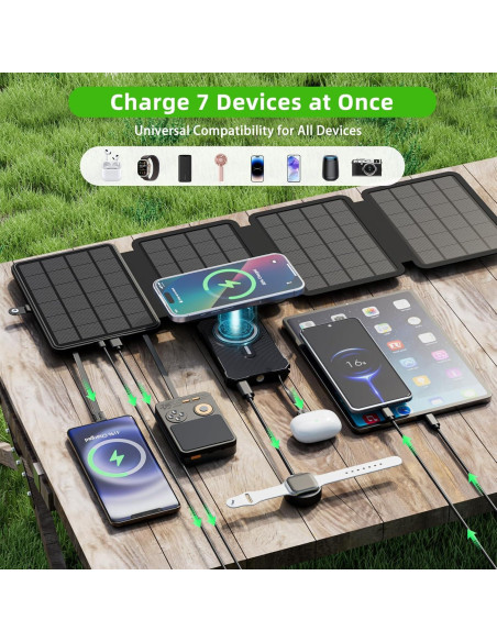 Banco de Energía Solar 10000mAh con Panel Plegable 14W