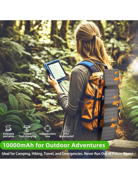 Banco de Energía Solar 10000mAh con Panel Plegable 14W