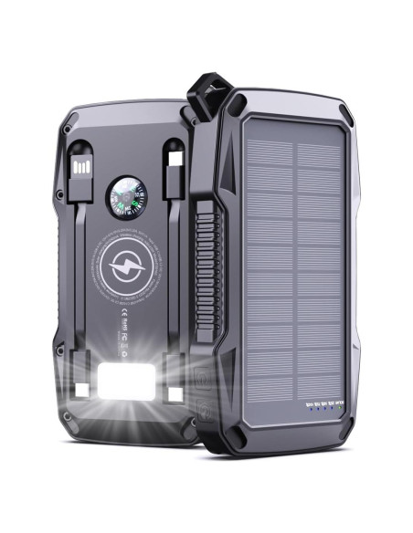 Banco de Energía Solar 10000mAh ABFOCE con Alarma y Carga Rápida