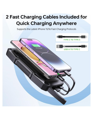 Banco de Energía Solar 10000mAh ABFOCE con Alarma y Carga Rápida