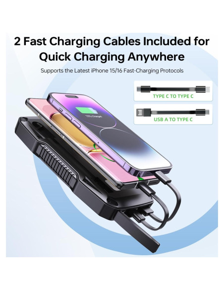 Banco de Energía Solar 10000mAh ABFOCE con Alarma y Carga Rápida