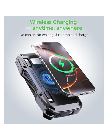 Banco de Energía Solar 10000mAh ABFOCE con Alarma y Carga Rápida