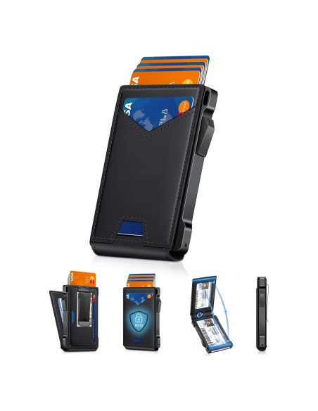 Billetera Minimalista Kafellon RFID con 2 Ventanas ID y Clip