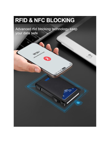 Billetera Minimalista Kafellon RFID con 2 Ventanas ID y Clip