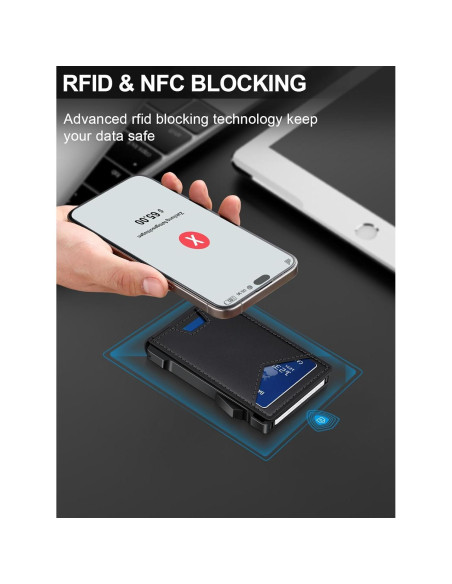 Billetera Minimalista Kafellon RFID con 2 Ventanas ID y Clip