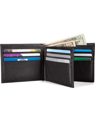 Billetera Bifold ID Stronghold para Hombres - Cuero Genuino RFID