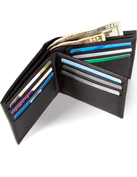 Billetera Bifold ID Stronghold para Hombres - Cuero Genuino RFID