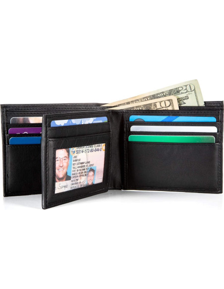 Billetera Bifold ID Stronghold para Hombres - Cuero Genuino RFID