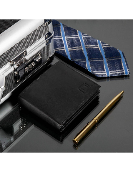 Billetera Bifold ID Stronghold para Hombres - Cuero Genuino RFID