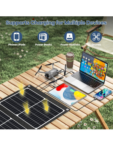 Panel Solar Plegable Muiofang 120W 24V Cargador USB para Camping