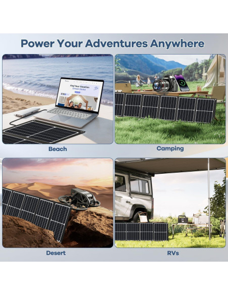 Panel Solar Plegable Muiofang 120W 24V Cargador USB para Camping