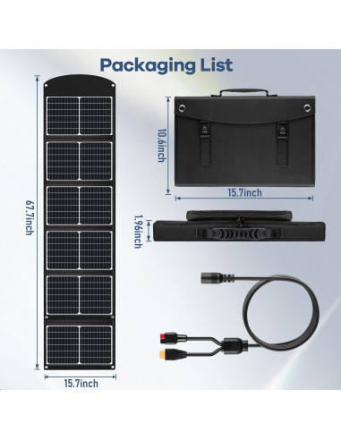 Panel Solar Plegable Muiofang 120W 24V Cargador USB para Camping