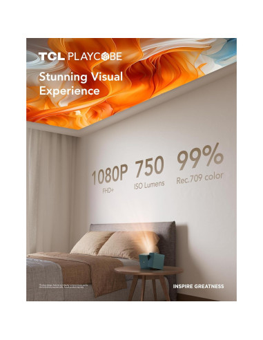 Proyector TCL PlayCube 1080P FHD Portátil con Batería 66Wh