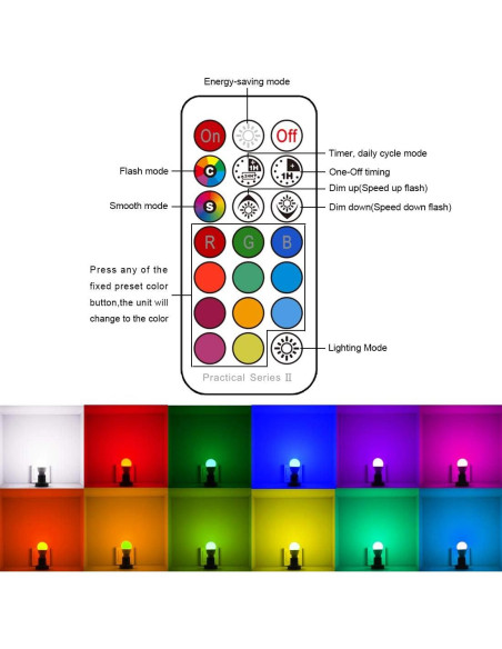 Bombilla LED RGB iLC GU10 5W 450LM 12 Colores Control Remoto